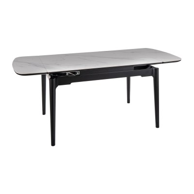 Стол обеденный SIGNAL SENTO белый лак/черный 120-180/80